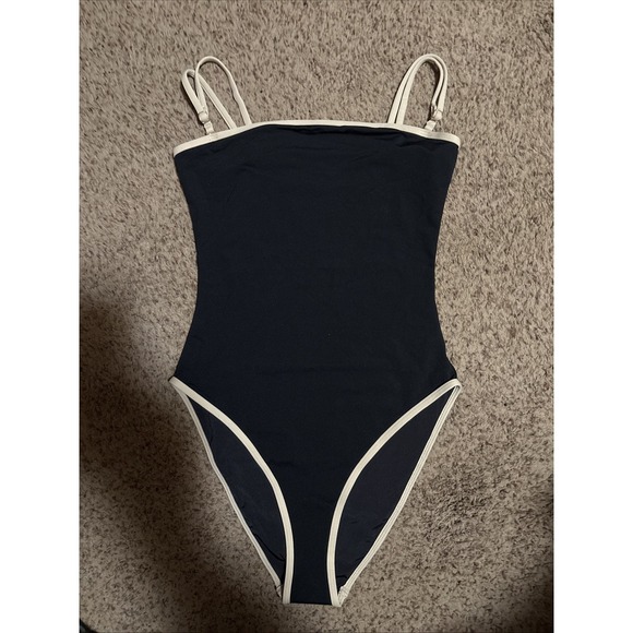 We Wore What Swimsuit One Piece Black Tan High Cut Women's X Small XS